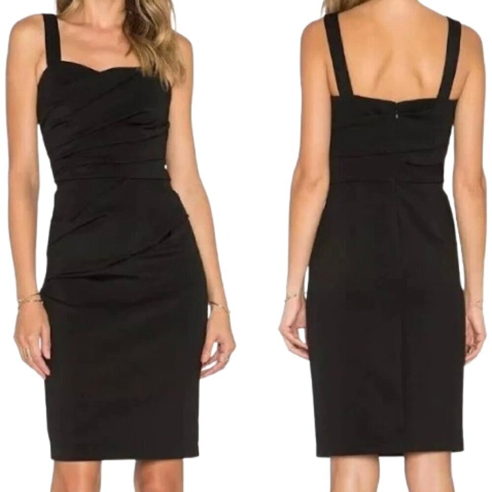 Women's 2 Trina Turk 'Peyton' Black Scuba Ruched Sheath Party Dress